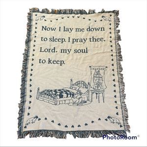 Now I Lay Me Down to Sleep Childs Fringed Tapestry Throw Rug Wall Decor Nursery
